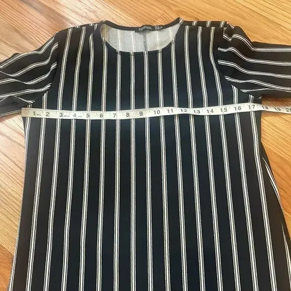 Boohoo Black and White Striped Shift Dress size 4 - Picture 6 of 8
